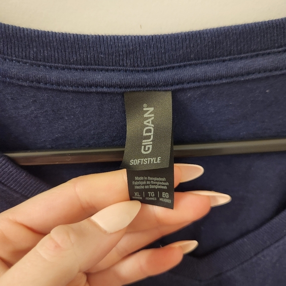 Navy Blue V Neck Womens Size XL Cruise T Shirt Short Sleeve #F181 - Picture 2 of 5